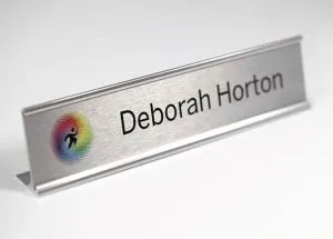 Srebrny metalowa tabliczka